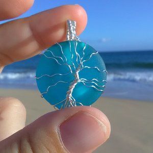 Turquoise Silver Tree of Life Necklace